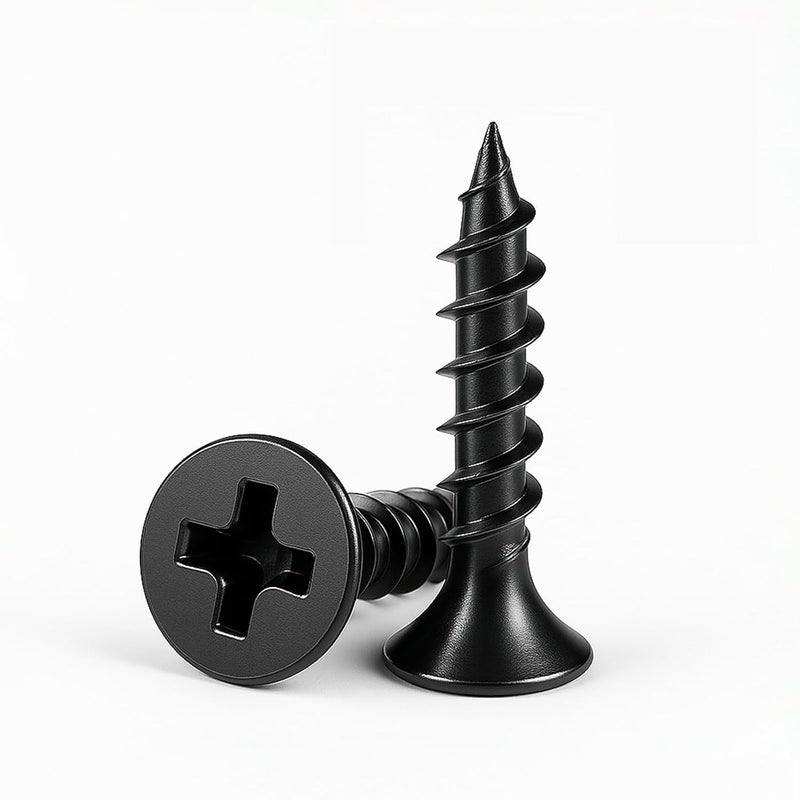 LERNOU #7×1-1/4" Coarse Thread Drywall Screws, Carbon Steel Black Phillips Flat Head Self-Tapping Screw Suitable for Drywall, Sheetrock & Furniture M4 x 30mm（100 pcs） - Image 1